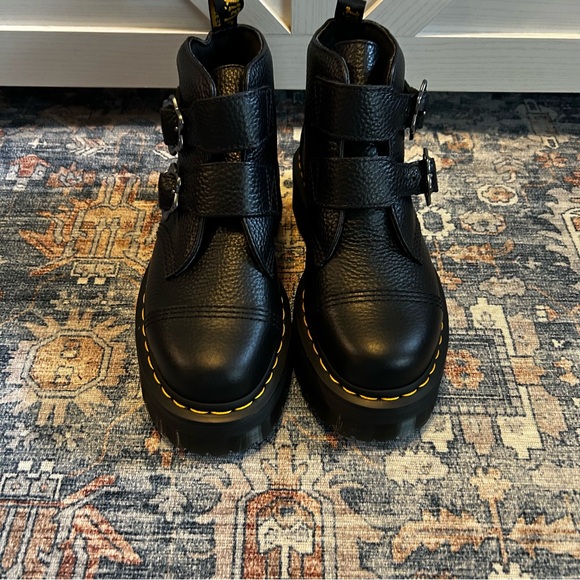 Dr. Martens Devon Flower Buckle Leather Platform Boots - Picture 5 of 10